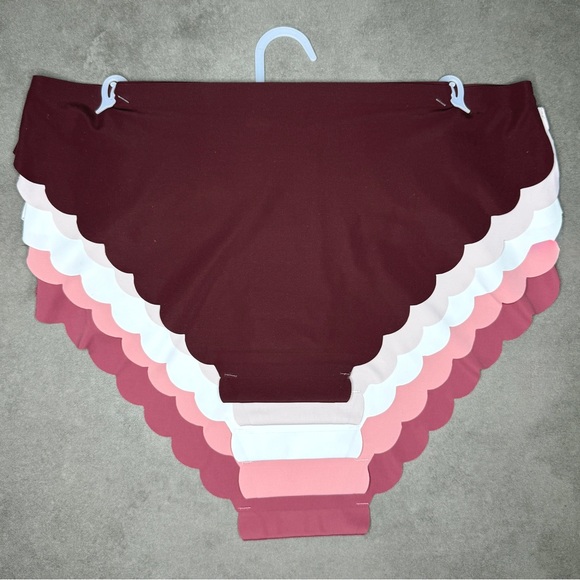 Danskin Scalloped No Show Panties Set in Red, Pink, and White Colors (set of 5) - Picture 2 of 2